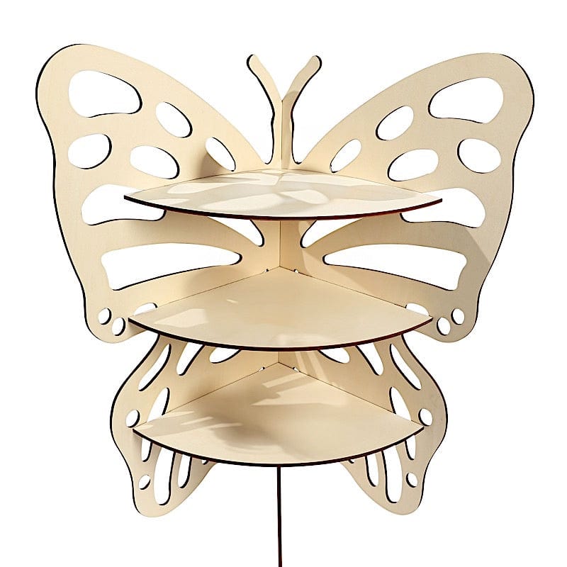 3-Tier Butterfly Wooden Cupcake Stand - Natural CAKE_WODBUT_24_NAT