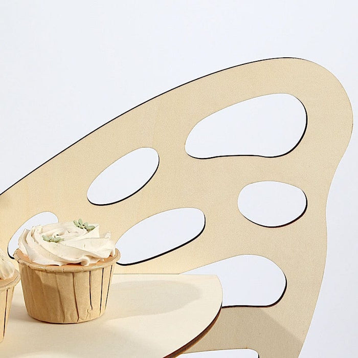 3-Tier Butterfly Wooden Cupcake Stand - Natural CAKE_WODBUT_24_NAT