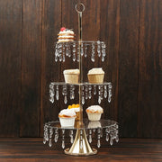 3-Tier Cupcake Stand with Crystals - Clear and Gold CAKE_PLST_R013_3T_CLGD