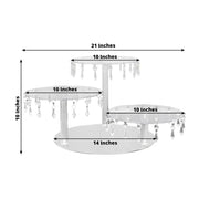 3 Tier Round Acrylic Cake Stand Cupcake Tower with Crystal Pendants - Clear CAKE_PLST_R013_10_CLR