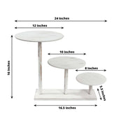 3-Tier Wooden Cake Stand with Round Beaded Rim Trays - Whitewash CAKE_WOD027_16_WHT