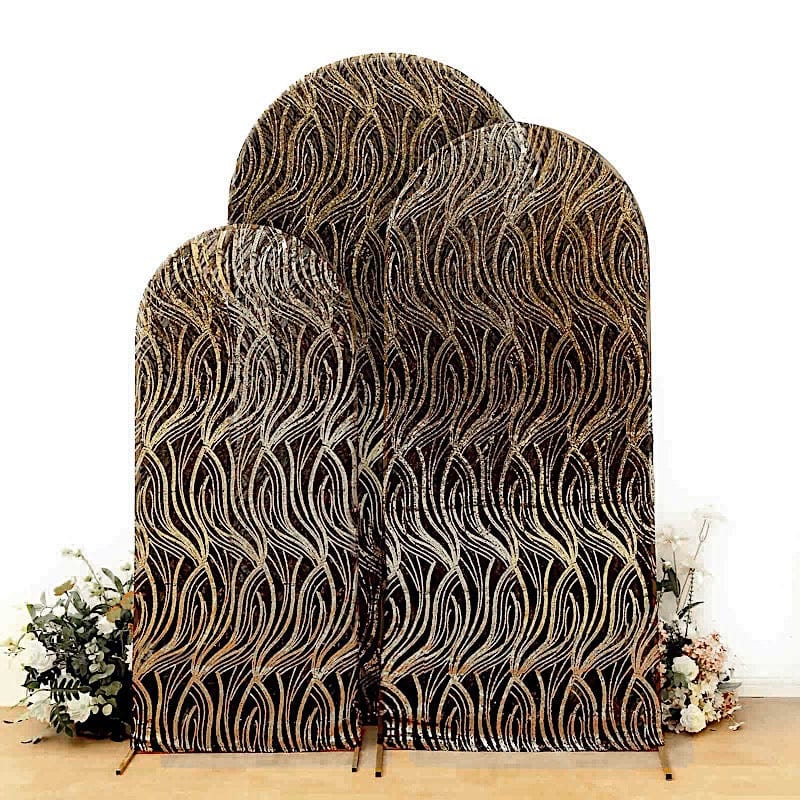 3 Wave Mesh Chiara Backdrop Stand Covers with Embroidered Sequins