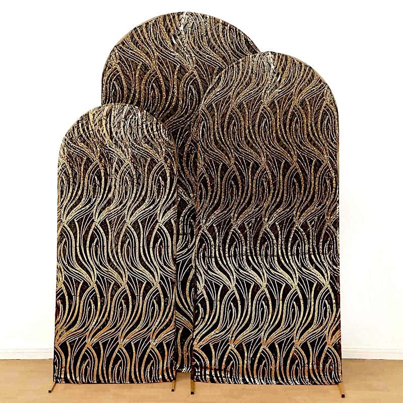 3 Wave Mesh Chiara Backdrop Stand Covers with Embroidered Sequins