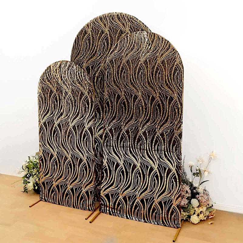 3 Wave Mesh Chiara Backdrop Stand Covers with Embroidered Sequins