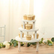 3 Wooden Pedestal Cake Stands with Removable Legs - Whitewash CAKE_WOD028_SET3_WHT