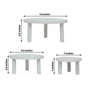 3 Wooden Pedestal Cake Stands with Removable Legs - Whitewash CAKE_WOD028_SET3_WHT
