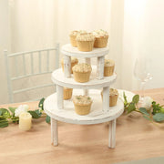 3 Wooden Pedestal Cake Stands with Removable Legs - Whitewash CAKE_WOD028_SET3_WHT
