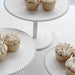 3 Wooden Pedestal Cake Stands with Round Beaded Rim Trays - Whitewash CAKE_WOD027_SET3_WHT