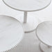 3 Wooden Pedestal Cake Stands with Round Beaded Rim Trays - Whitewash CAKE_WOD027_SET3_WHT