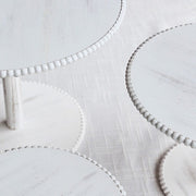 3 Wooden Pedestal Cake Stands with Round Beaded Rim Trays - Whitewash CAKE_WOD027_SET3_WHT
