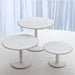 3 Wooden Pedestal Cake Stands with Round Beaded Rim Trays - Whitewash CAKE_WOD027_SET3_WHT
