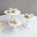 3 Wooden Pedestal Cake Stands with Round Beaded Rim Trays - Whitewash CAKE_WOD027_SET3_WHT
