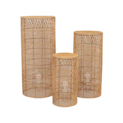 3 Woven Rattan Wicker Display Stands Floor Lamp Shades - Natural PROP_BOX_WAV02_SET3_NAT