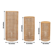 3 Woven Rattan Wicker Display Stands Floor Lamp Shades - Natural PROP_BOX_WAV02_SET3_NAT