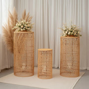 3 Woven Rattan Wicker Display Stands Floor Lamp Shades - Natural PROP_BOX_WAV02_SET3_NAT