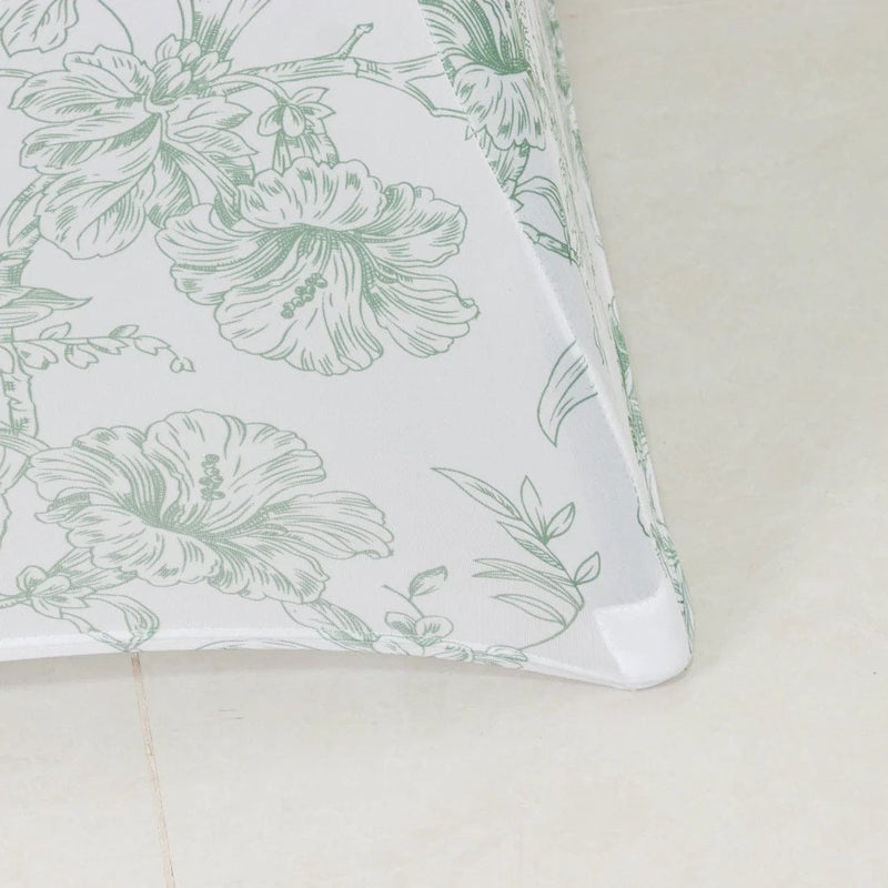 30" French Toile Spandex Cocktail Table Cover Round Fitted Tablecloth