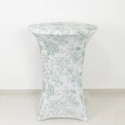 30" French Toile Spandex Cocktail Table Cover Round Fitted Tablecloth