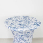 30" French Toile Spandex Cocktail Table Cover Round Fitted Tablecloth