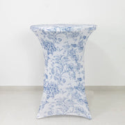 30" French Toile Spandex Cocktail Table Cover Round Fitted Tablecloth