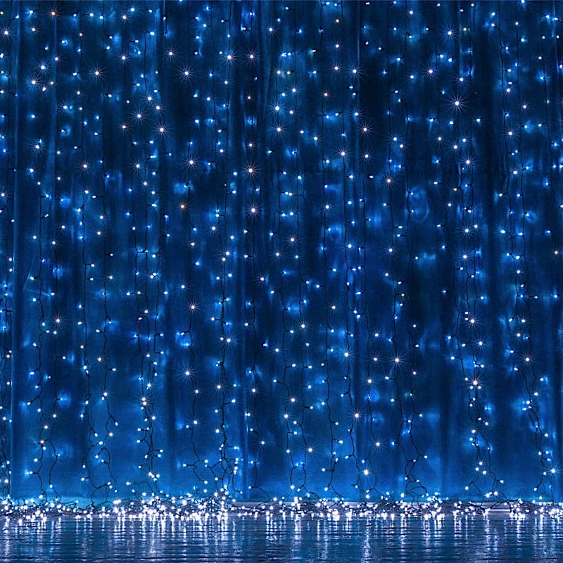 300 LED Icicle Curtain Fairy String Lights - Blue LEDSTR03_10X10_BLUE