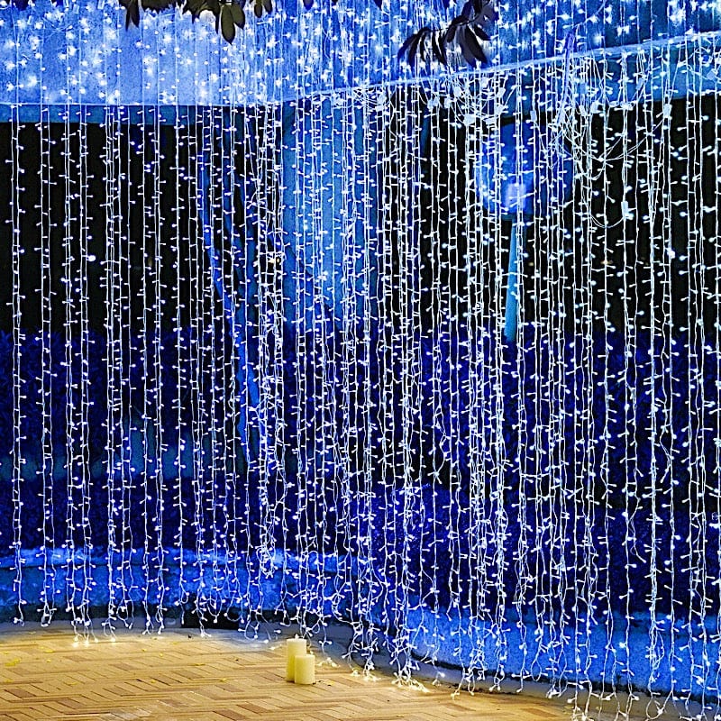 300 LED Icicle Curtain Fairy String Lights - Blue LEDSTR03_10X10_BLUE