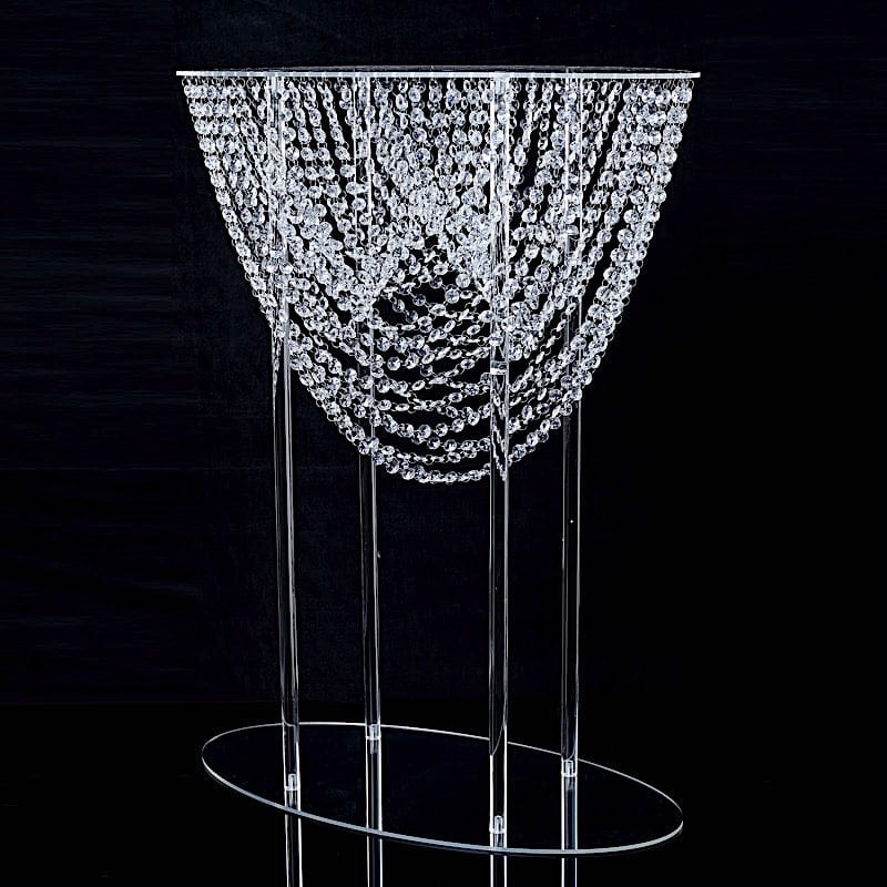 32" Acrylic Crystal Chandelier Flower Display Stand Wedding Centerpiece - Clear CHDLR_065_32_CLR