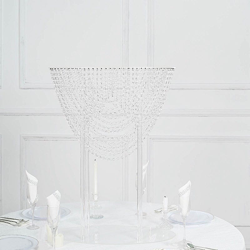 32" Acrylic Crystal Chandelier Flower Display Stand Wedding Centerpiece - Clear CHDLR_065_32_CLR