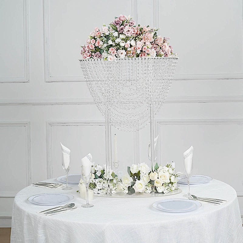 32" Acrylic Crystal Chandelier Flower Display Stand Wedding Centerpiece - Clear CHDLR_065_32_CLR