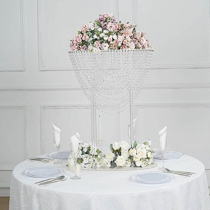 32" Acrylic Crystal Chandelier Flower Display Stand Wedding Centerpiece - Clear CHDLR_065_32_CLR