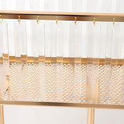 32" Rectangular Metal Chandelier Floral Stand with Crystal Pendant - Gold and Clear CHDLR_070T_32_GOLD