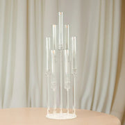 33" Round 7 Arm Acrylic Cluster Taper Candle Holder Candelabra - Clear CHDLR_CAND_030PLR_7_CLR