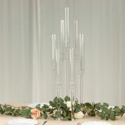 33" Round 7 Arm Acrylic Cluster Taper Candle Holder Candelabra - Clear CHDLR_CAND_030PLR_7_CLR