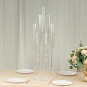 33" Round 7 Arm Acrylic Cluster Taper Candle Holder Candelabra - Clear CHDLR_CAND_030PLR_7_CLR