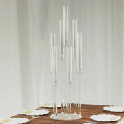 33" Round 7 Arm Acrylic Cluster Taper Candle Holder Candelabra - Clear CHDLR_CAND_030PLR_7_CLR