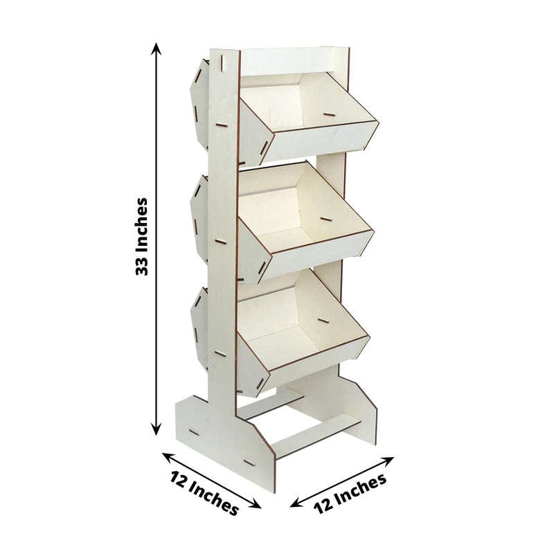 33" Stand 3 Tier Laser Cut Wood Cupcake Dessert Display Rack - Natural CAKE_WOD014_L_NAT