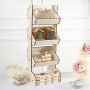 33" Stand 3 Tier Laser Cut Wood Cupcake Dessert Display Rack - Natural CAKE_WOD014_L_NAT