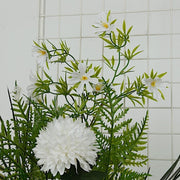 34" Silk Rose and Chrysanthemum Floral Swag with Palm Leaves and Greenery