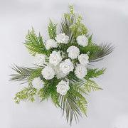 34" Silk Rose and Chrysanthemum Floral Swag with Palm Leaves and Greenery ARTI_ARCH02_IVR