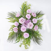 34" Silk Rose and Chrysanthemum Floral Swag with Palm Leaves and Greenery ARTI_ARCH02_LAV