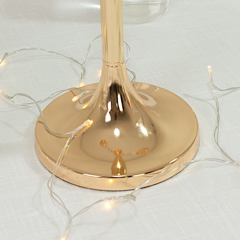 34" tall 3-Arm Metal Candle Holder with Crystal Pendant Glass Shades - Gold CHDLR_CAND_042_3H_GOLD