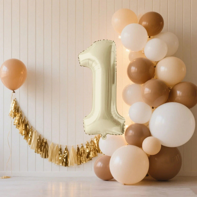 35" Matte Mylar Foil Number Balloons - Cream