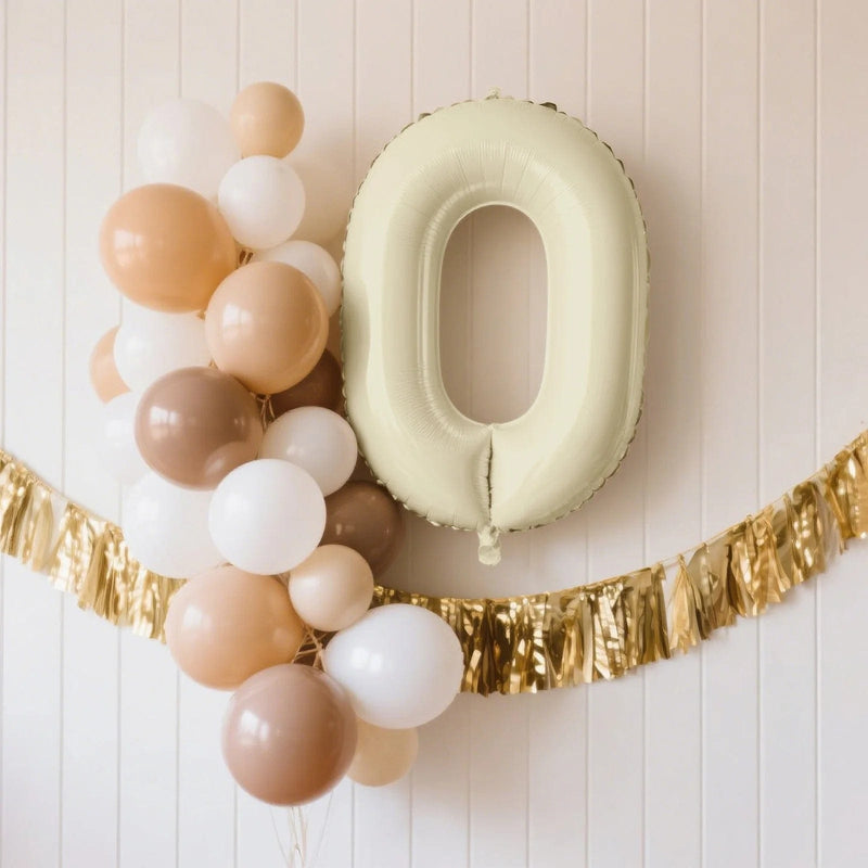 35" Matte Mylar Foil Number Balloons - Cream