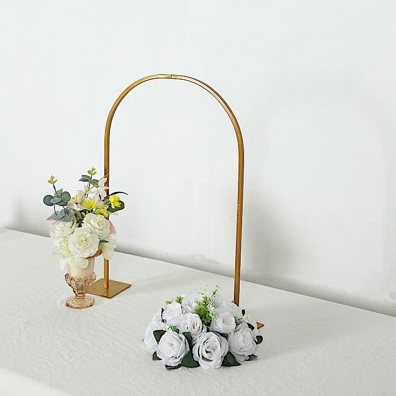 35" Metal Floral Chiara Arch Table Centerpiece with Rounded Top - Gold WOD_HOPMET06_36_GOLD