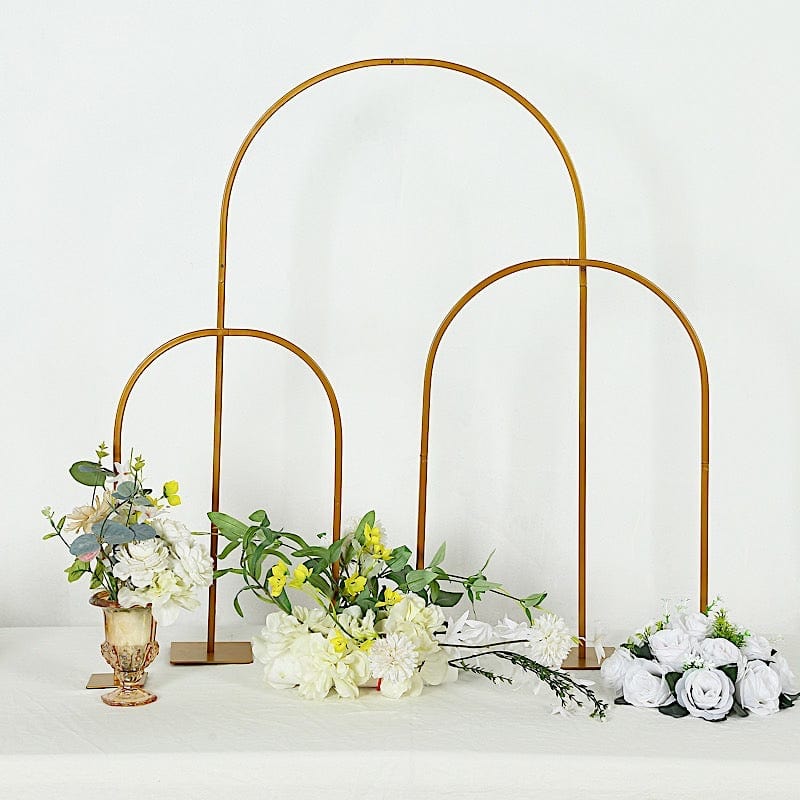 35" Metal Floral Chiara Arch Table Centerpiece with Rounded Top - Gold WOD_HOPMET06_36_GOLD
