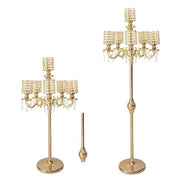 36" or 56" tall Candelabra Centerpiece Candle Holder with Pearl Beads - Gold CHDLR_CAND_018_GDPRL