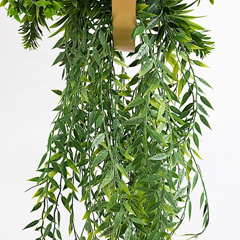 38" Artificial Greenery with Metal Hanging Hoop - Green and Gold ARTI_GRN_HANG04_12