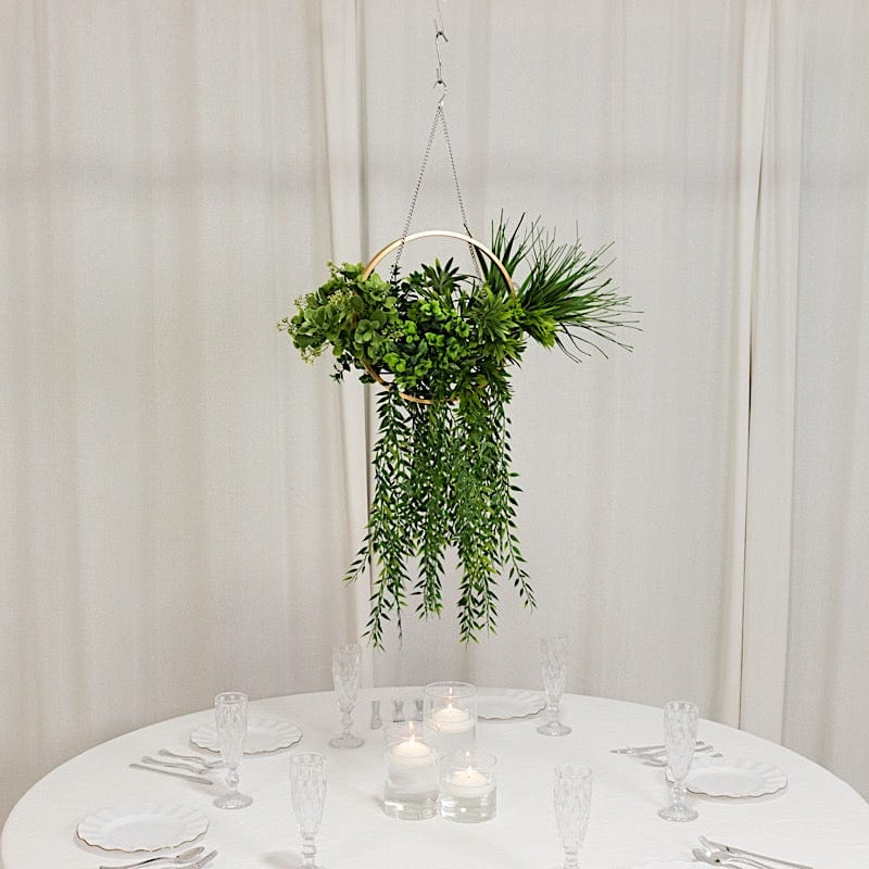 38" Artificial Greenery with Metal Hanging Hoop - Green and Gold ARTI_GRN_HANG04_12