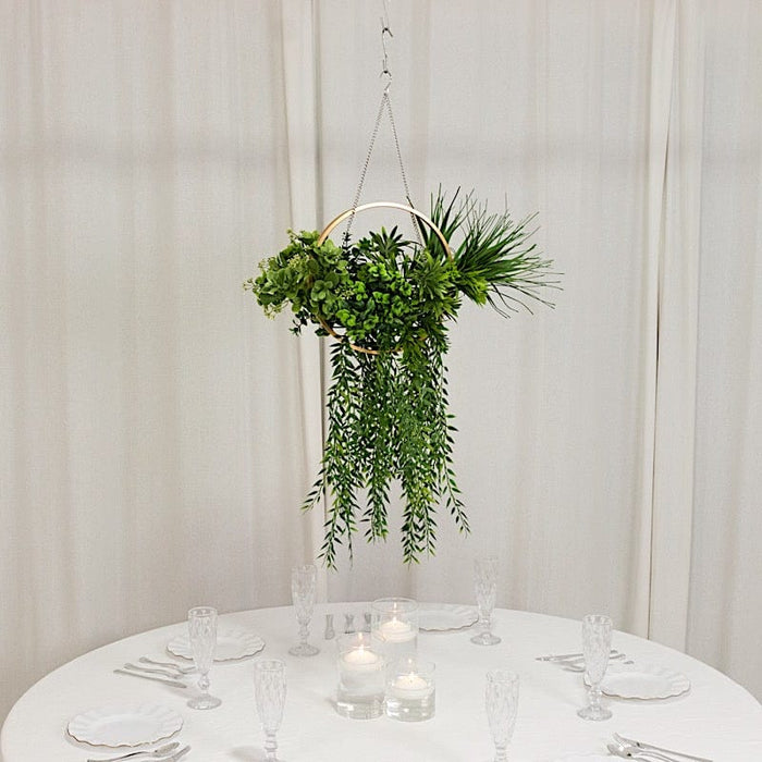 38" Artificial Greenery with Metal Hanging Hoop - Green and Gold ARTI_GRN_HANG04_12