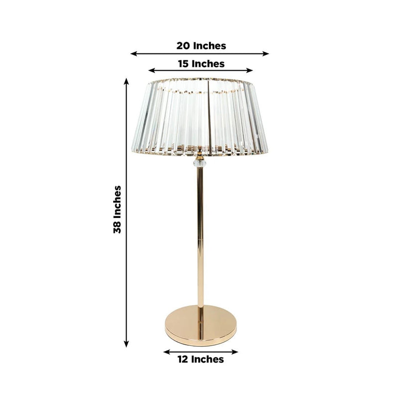 38" Crystal Pendant Candle Holders with Classic Empire Lamp Shade Style - Gold and Clear CHDLR_CAND_036_38_GOLD