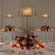 38" Crystal Pendant Candle Holders with Classic Empire Lamp Shade Style - Gold and Clear CHDLR_CAND_036_38_GOLD
